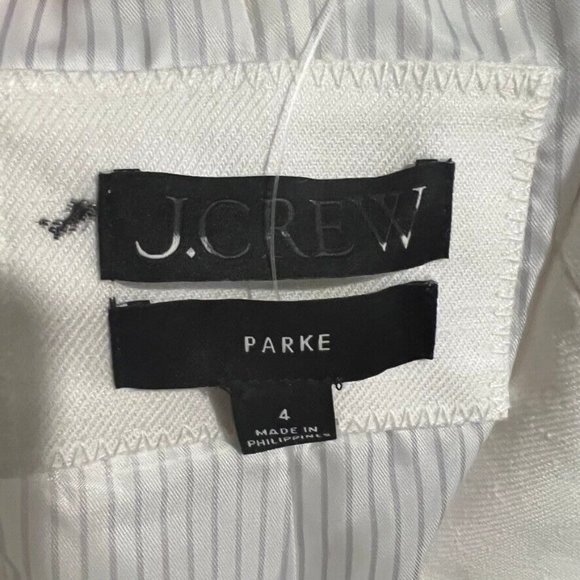 J.Crew $198 Parke Blazer Stretch Linen Blend White Size 4 BF427 - Picture 9 of 10